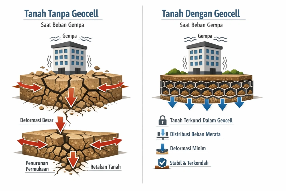 Perbandingan tanah Geocell