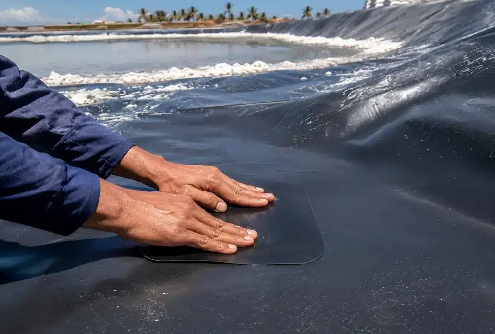 Geomembrane tambak garam yang bocor