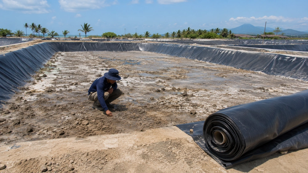 Contoh kerusakan geomembrane