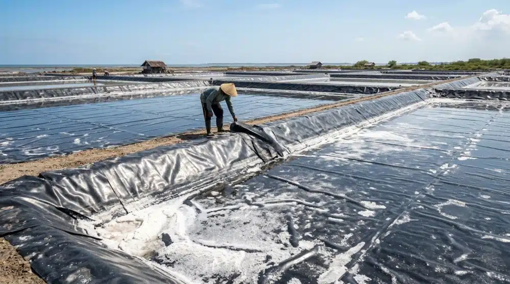 Geomembrane pada tambak garam