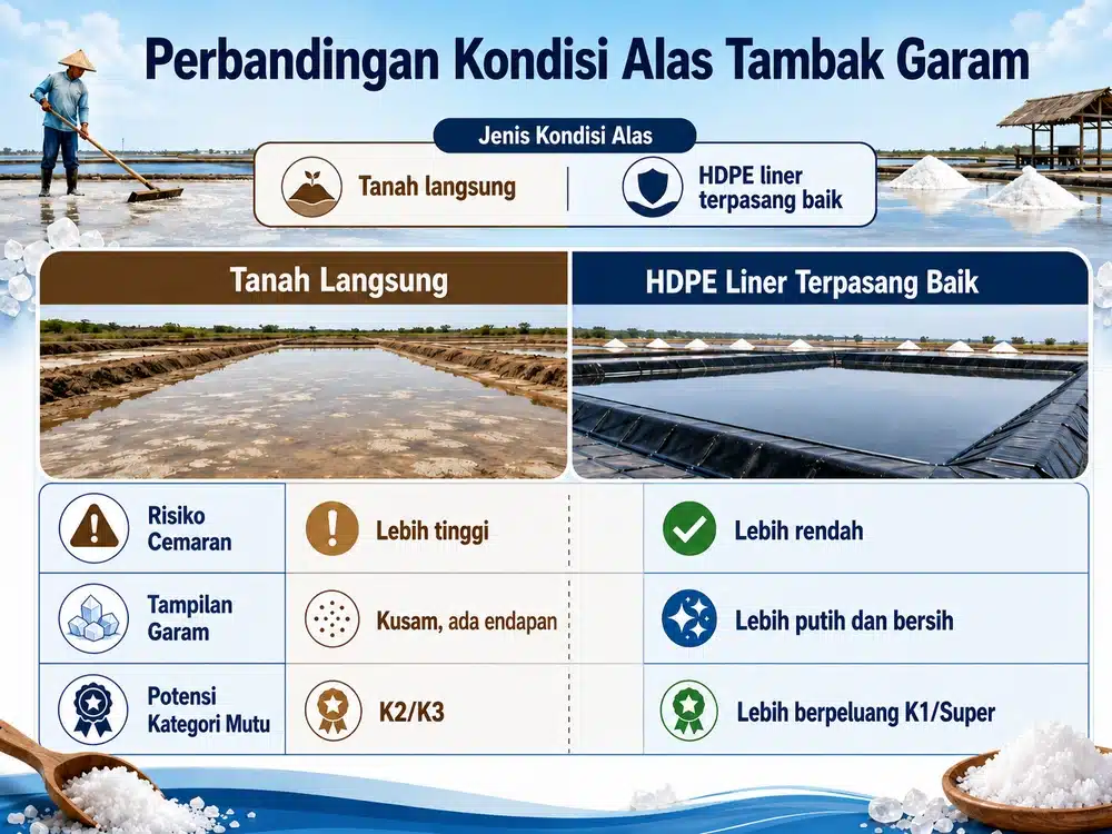Perbandingan kondisi alas tambak garam